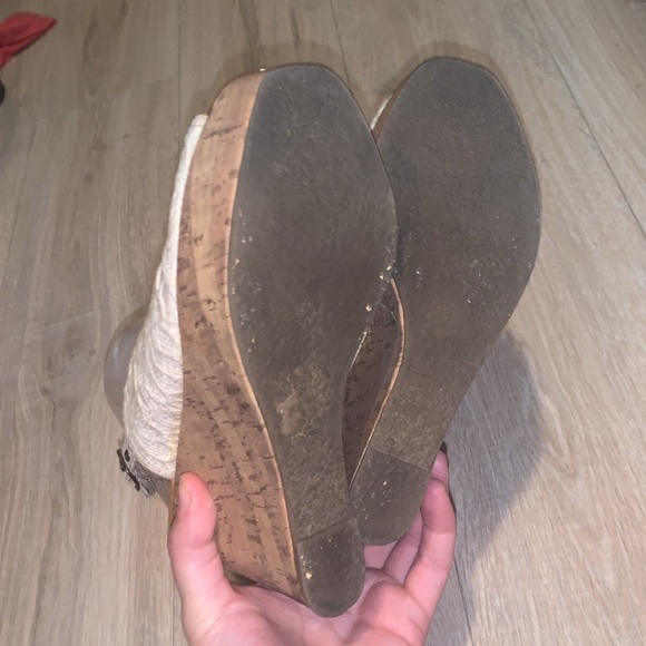 Maurices Rain cream lace fabric slingback cork wedges - Picture 7 of 10